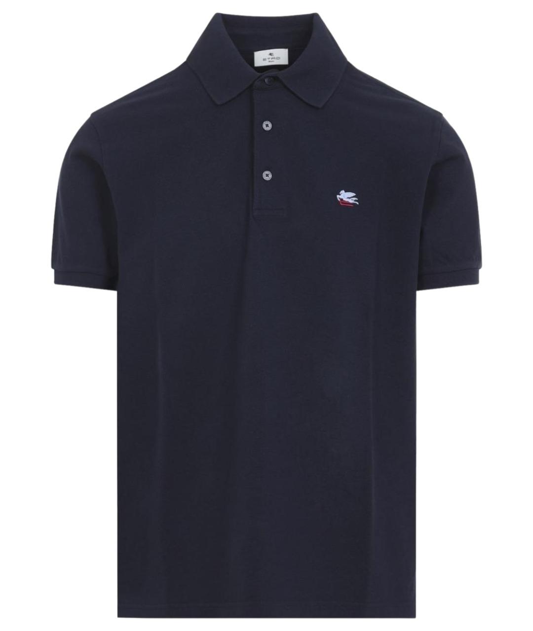 ETRO Темно-синее хлопковое поло с коротким рукавом, фото 1