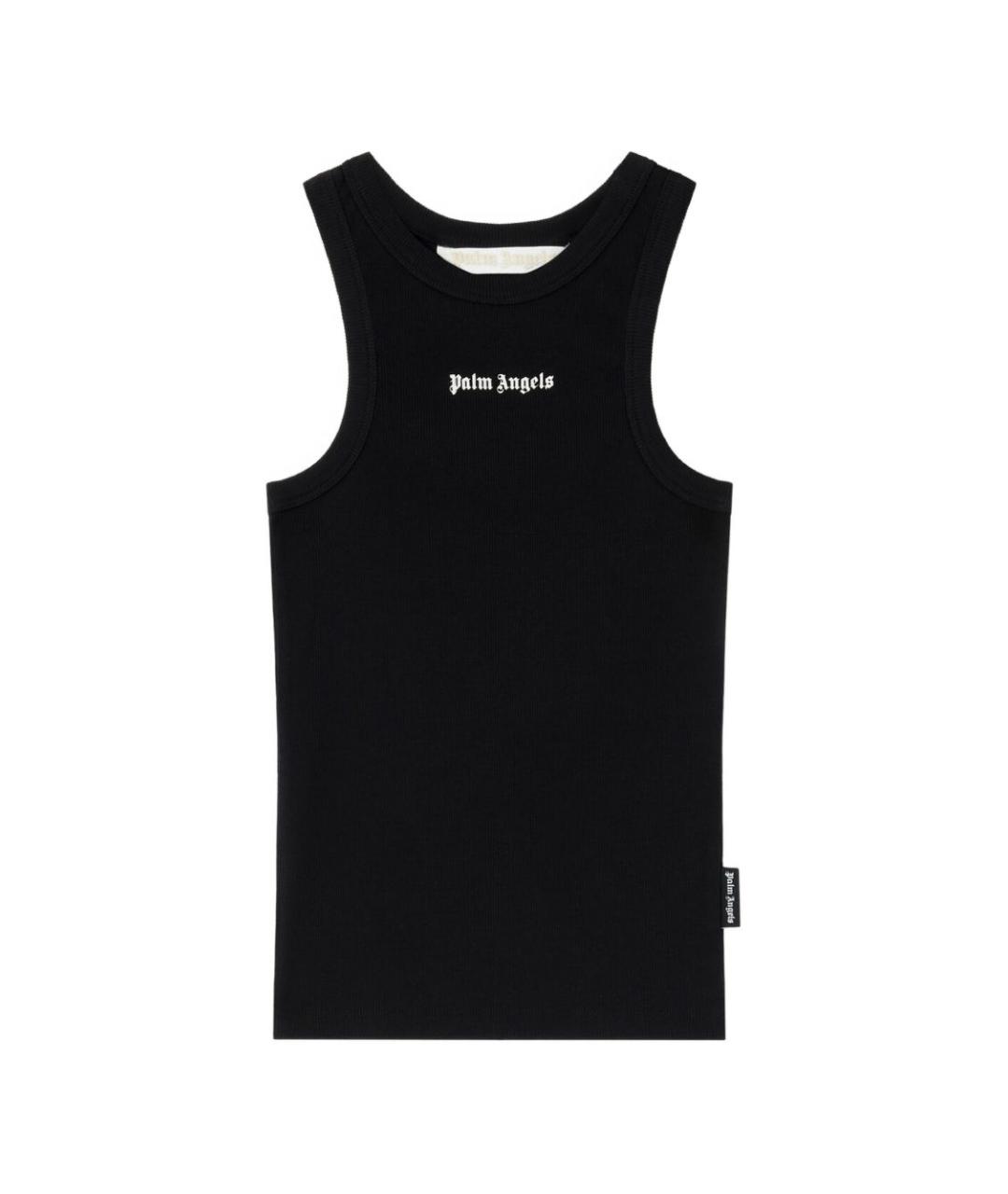 PALM ANGELS Черная хлопко-эластановая майка, фото 5