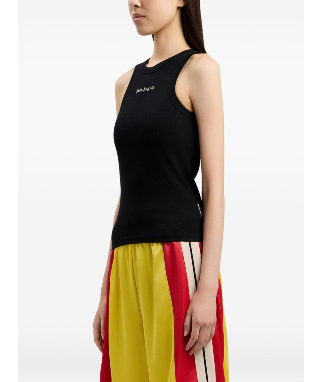 PALM ANGELS Черная хлопко-эластановая майка, фото 4