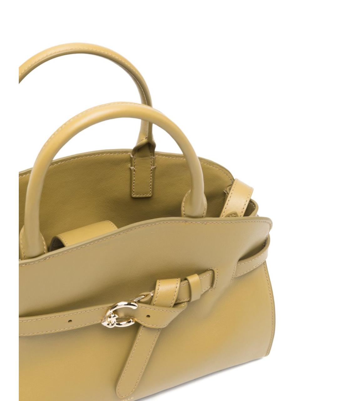 COCCINELLE Горчичная кожаная сумка тоут, фото 2