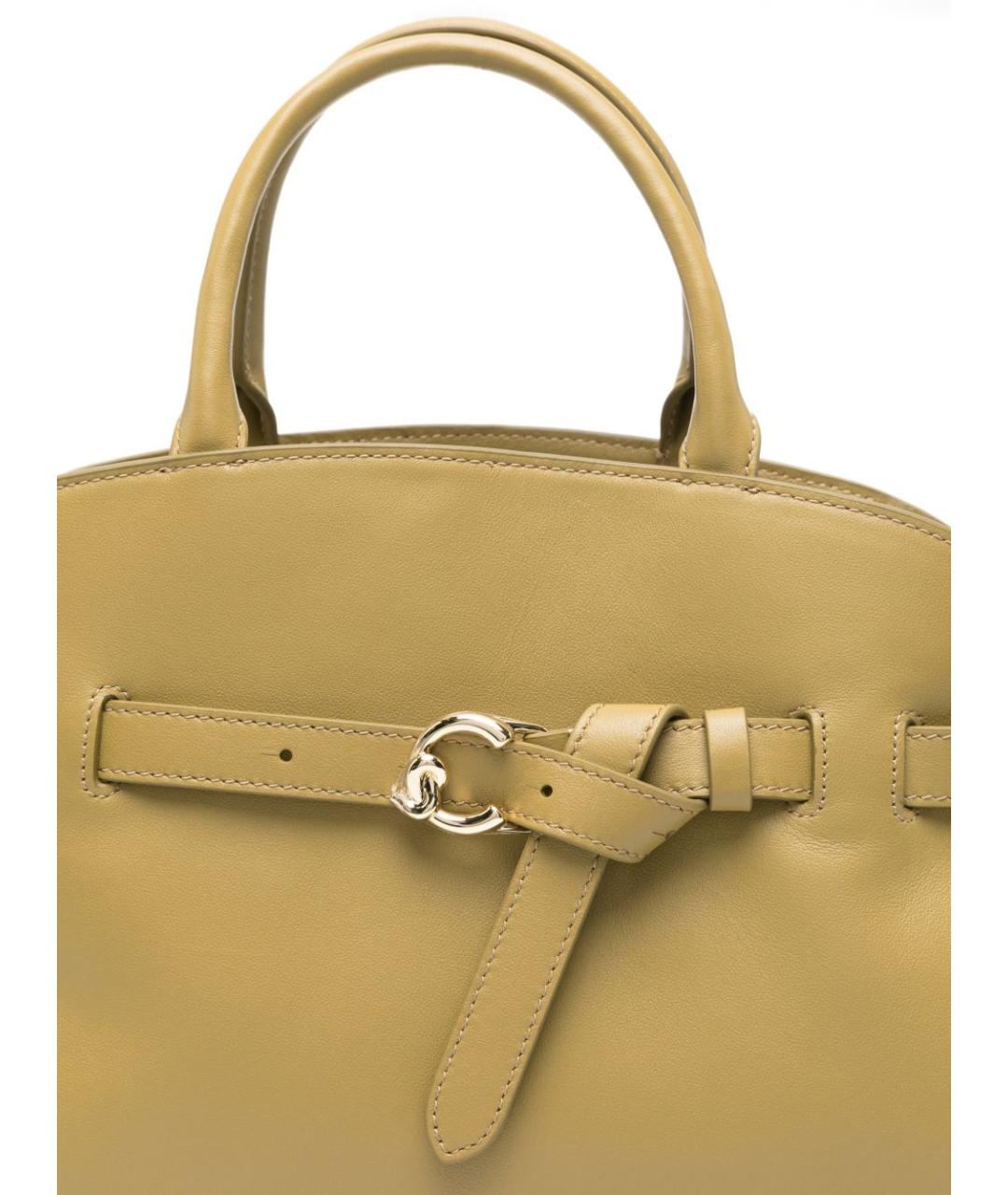 COCCINELLE Горчичная кожаная сумка тоут, фото 5