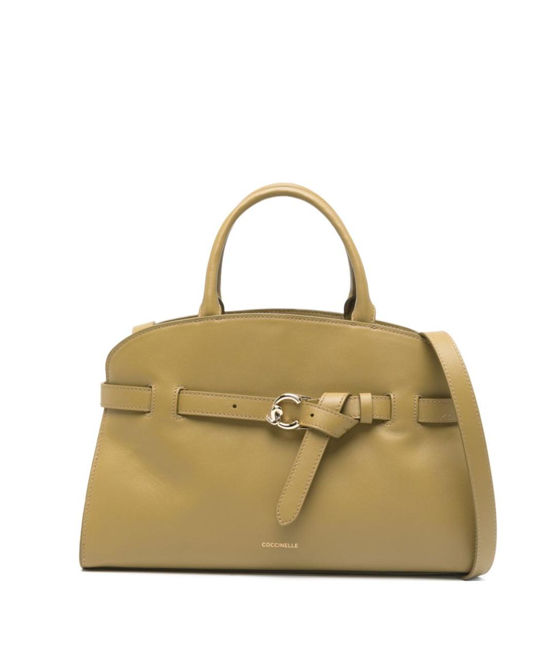 COCCINELLE Горчичная кожаная сумка тоут, фото 1