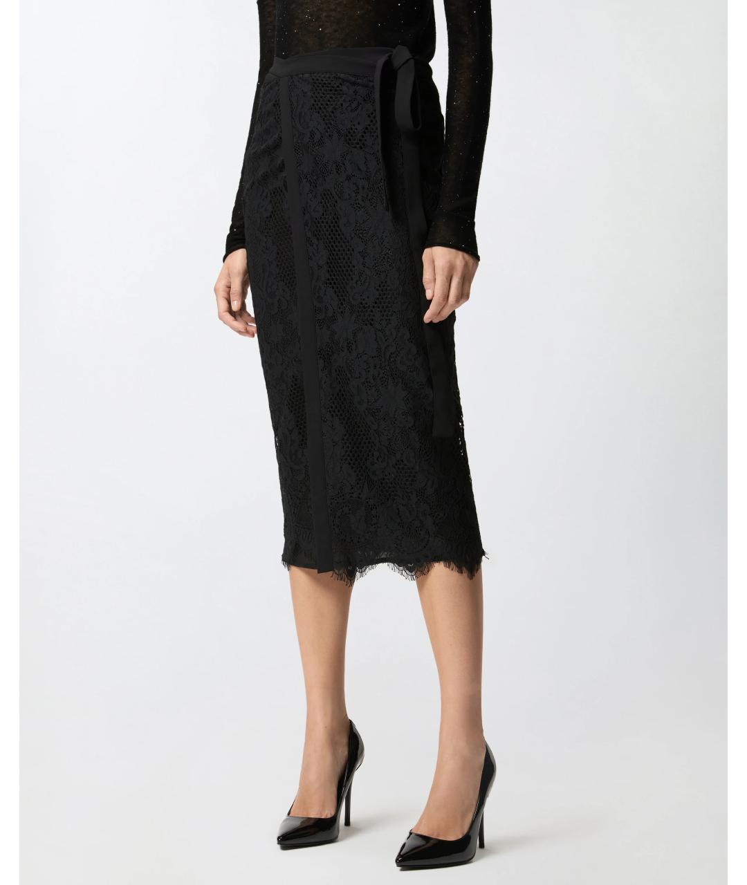 PINKO Черная хлопковая юбка миди, фото 3