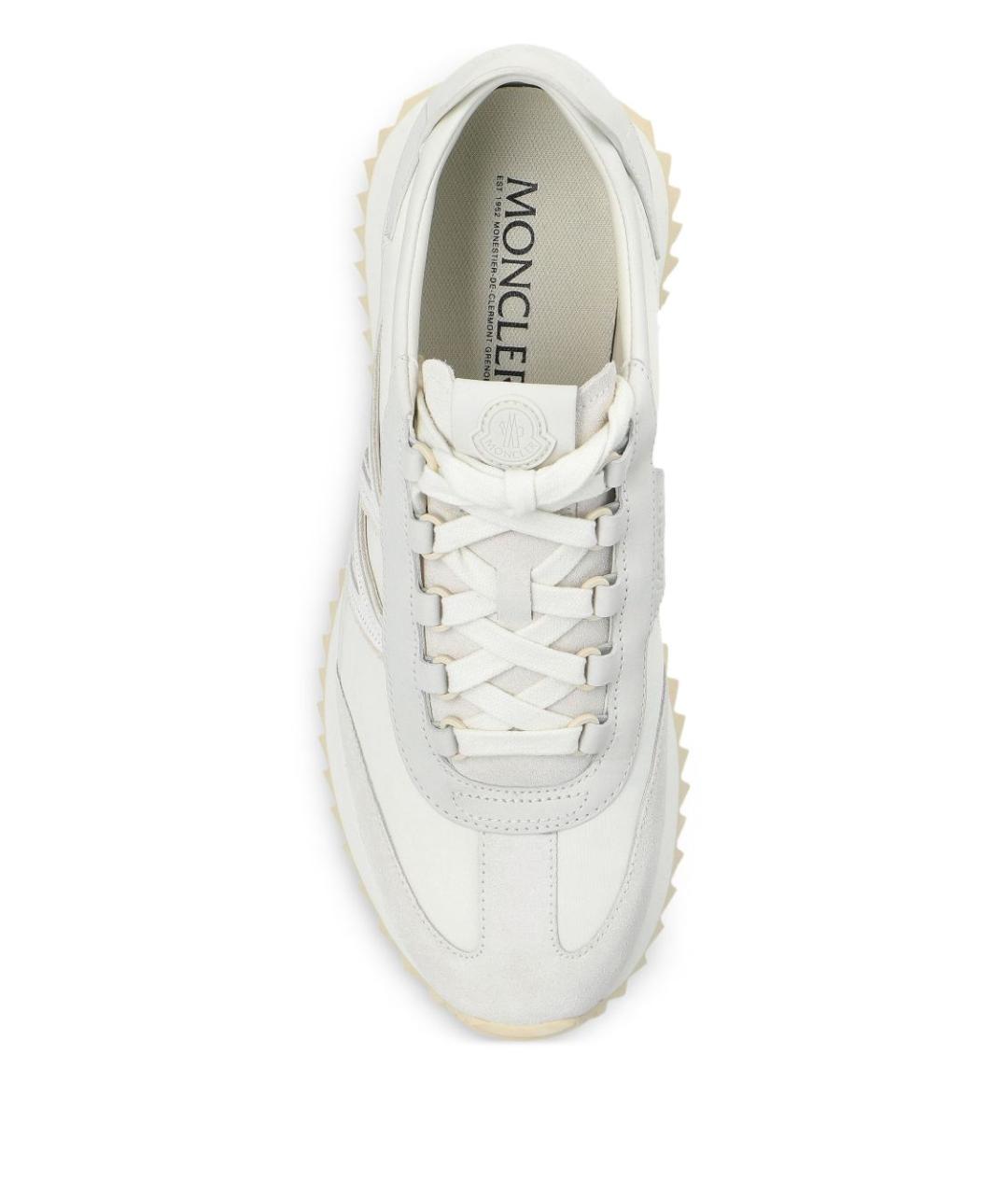 MONCLER Белые замшевые низкие кроссовки / кеды, фото 3