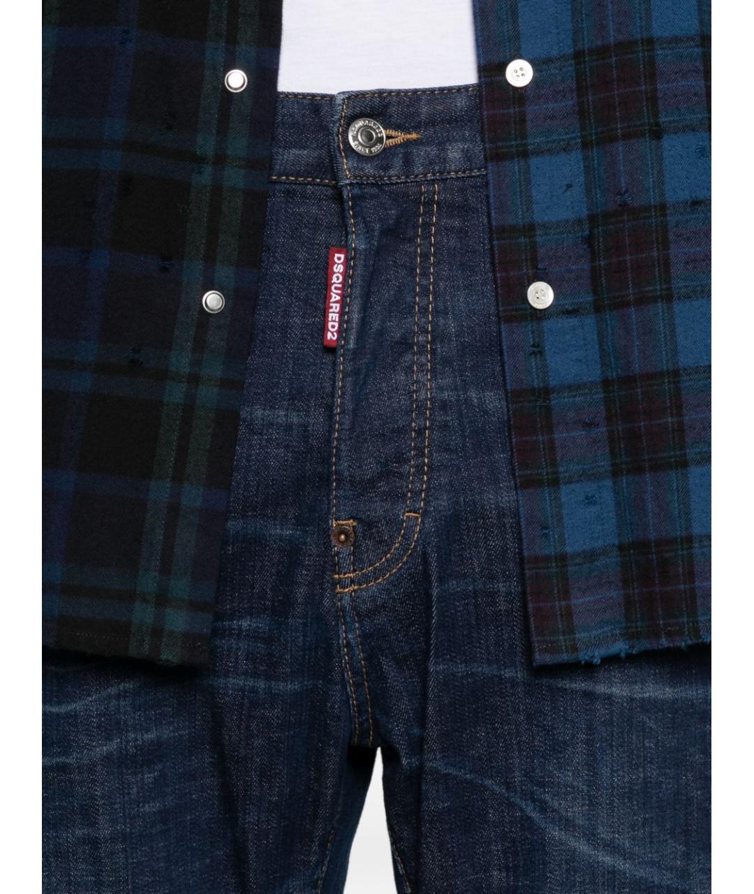 DSQUARED2 Синие хлопковые прямые джинсы, фото 2