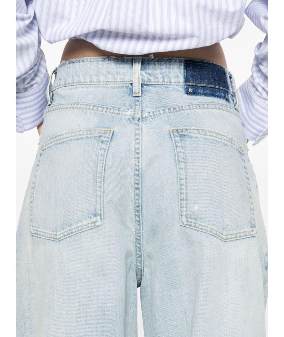 GOLDEN GOOSE DELUXE BRAND Голубые хлопковые прямые джинсы, фото 4