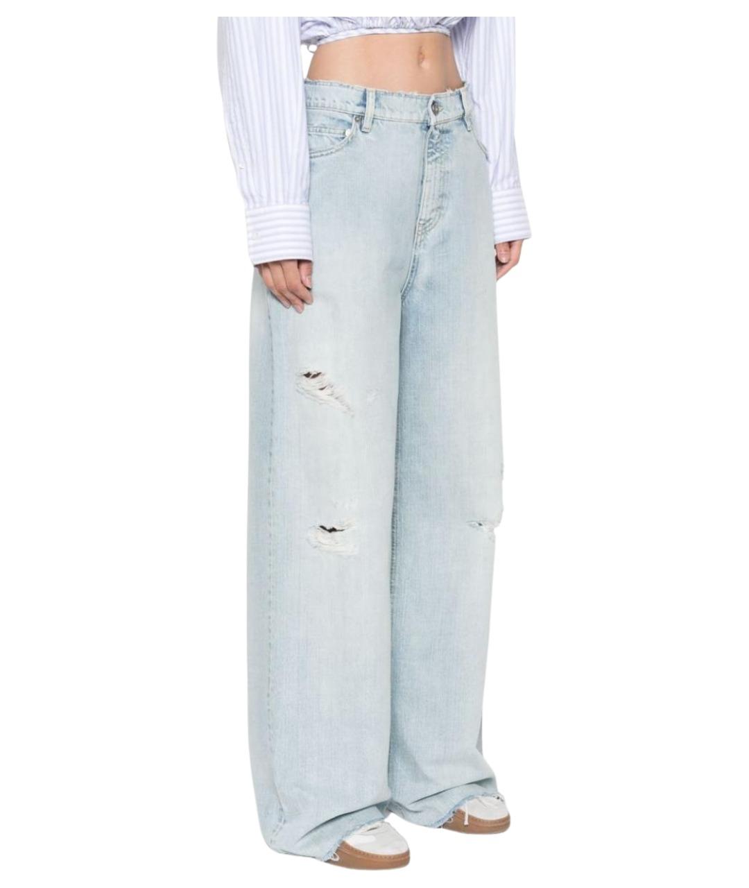 GOLDEN GOOSE DELUXE BRAND Голубые хлопковые прямые джинсы, фото 3