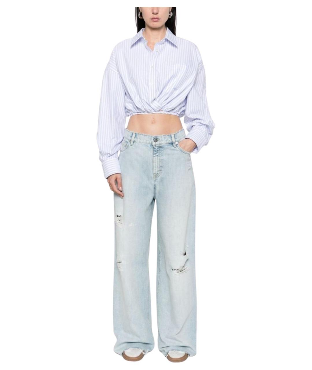 GOLDEN GOOSE DELUXE BRAND Голубые хлопковые прямые джинсы, фото 2