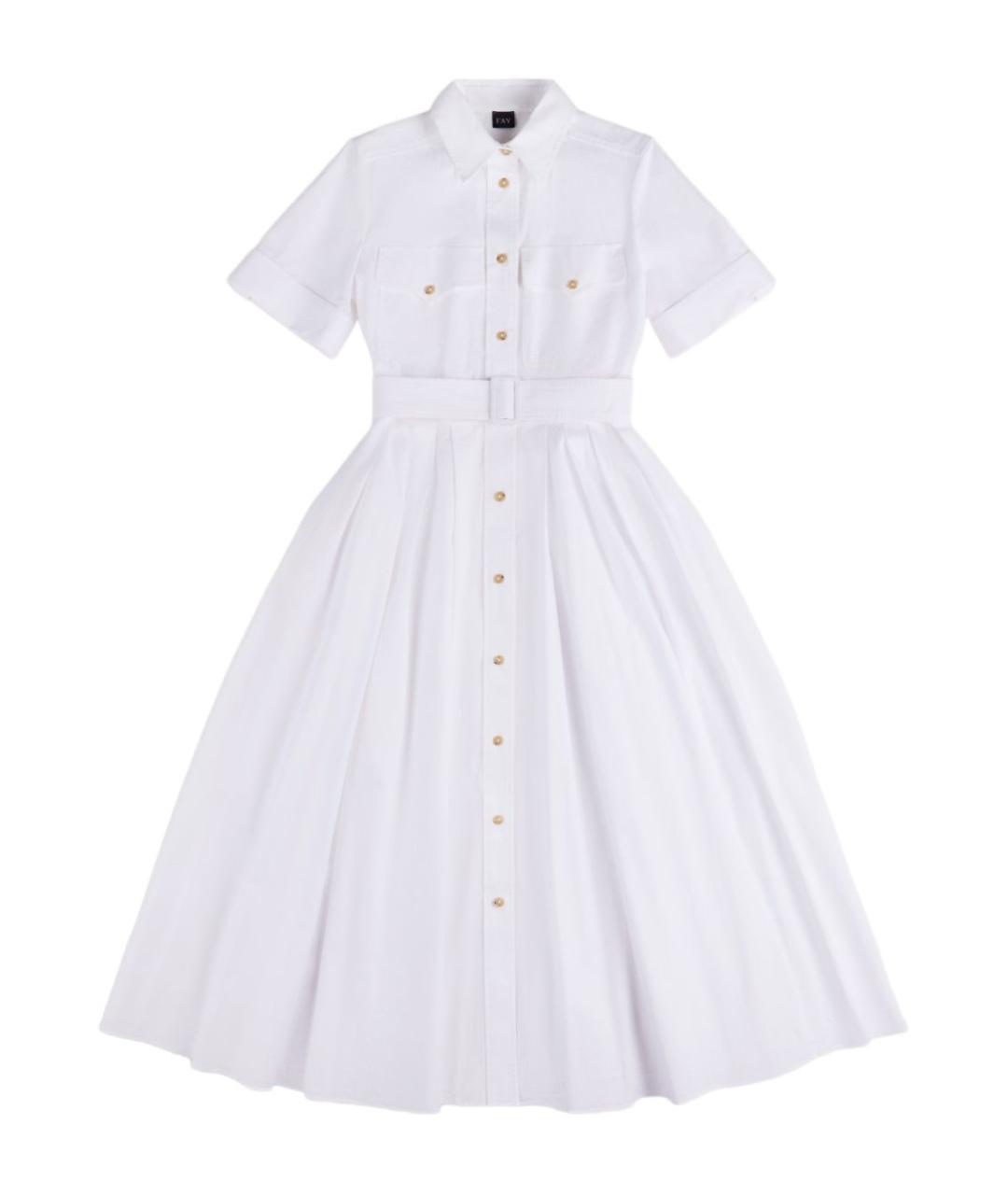FAY Белое хлопковое повседневное платье, фото 1