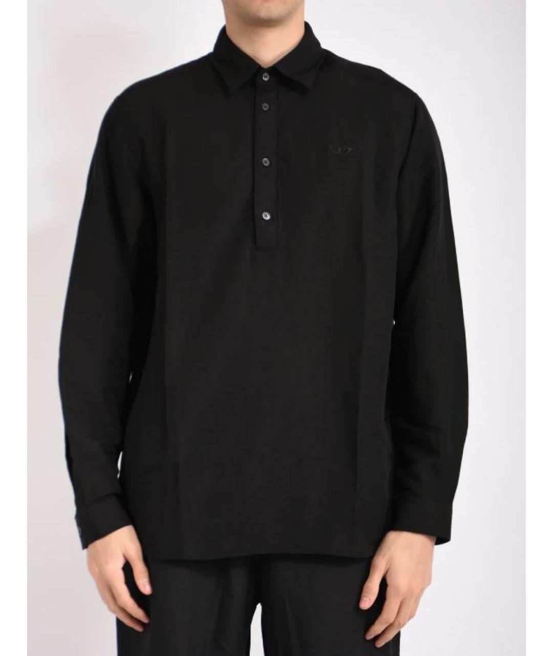 DIESEL Черное вискозное поло с длинным рукавом, фото 2