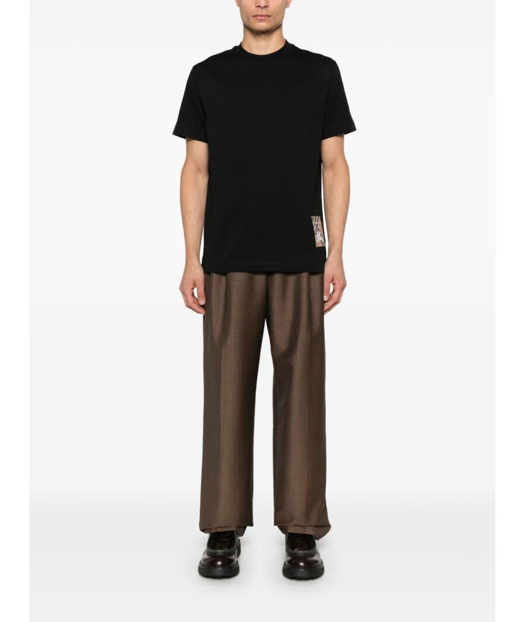 BURBERRY Черная хлопковая футболка, фото 4