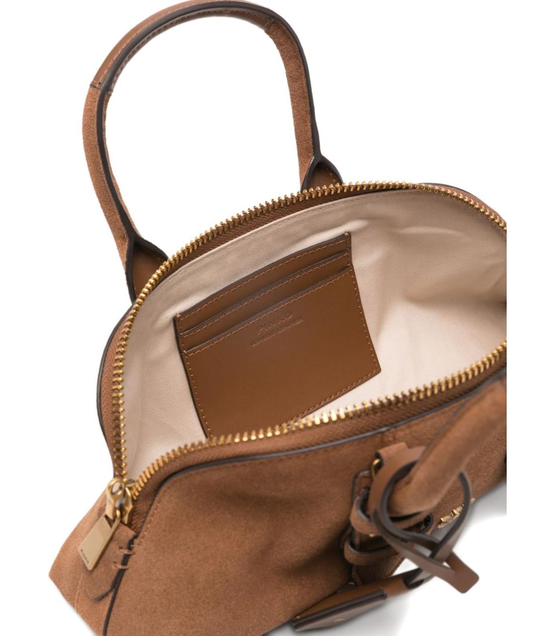 PINKO Коричневая замшевая сумка с короткими ручками, фото 2