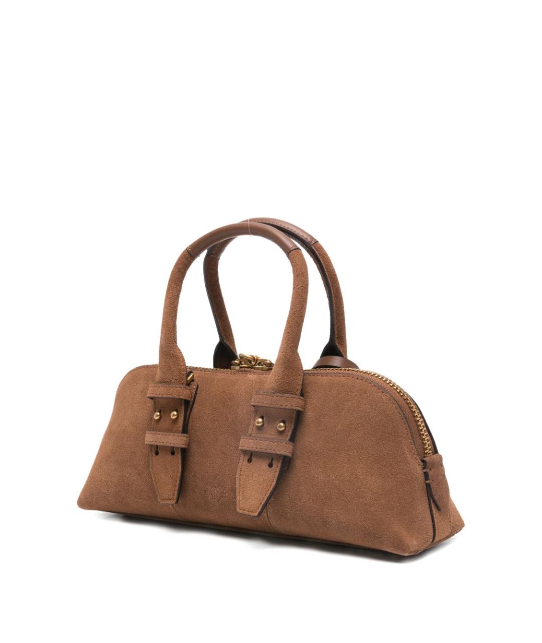 PINKO Коричневая замшевая сумка с короткими ручками, фото 4