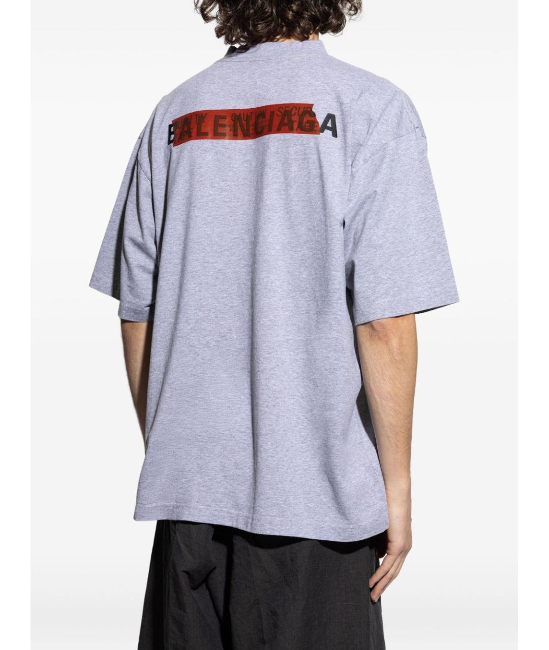 BALENCIAGA Серая хлопковая футболка, фото 4