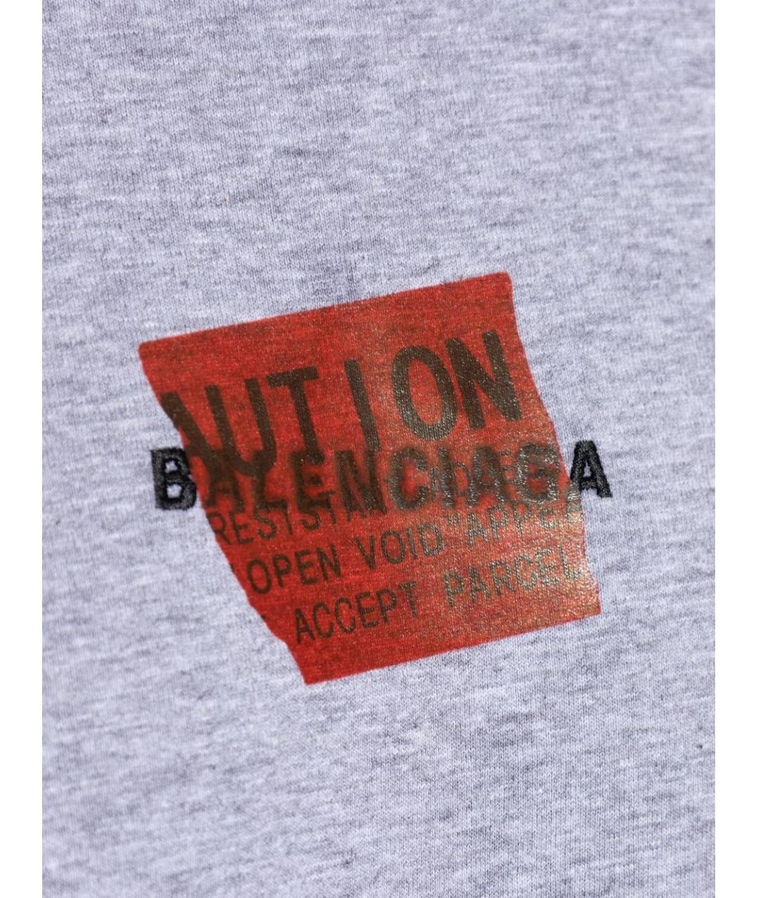 BALENCIAGA Серая хлопковая футболка, фото 5
