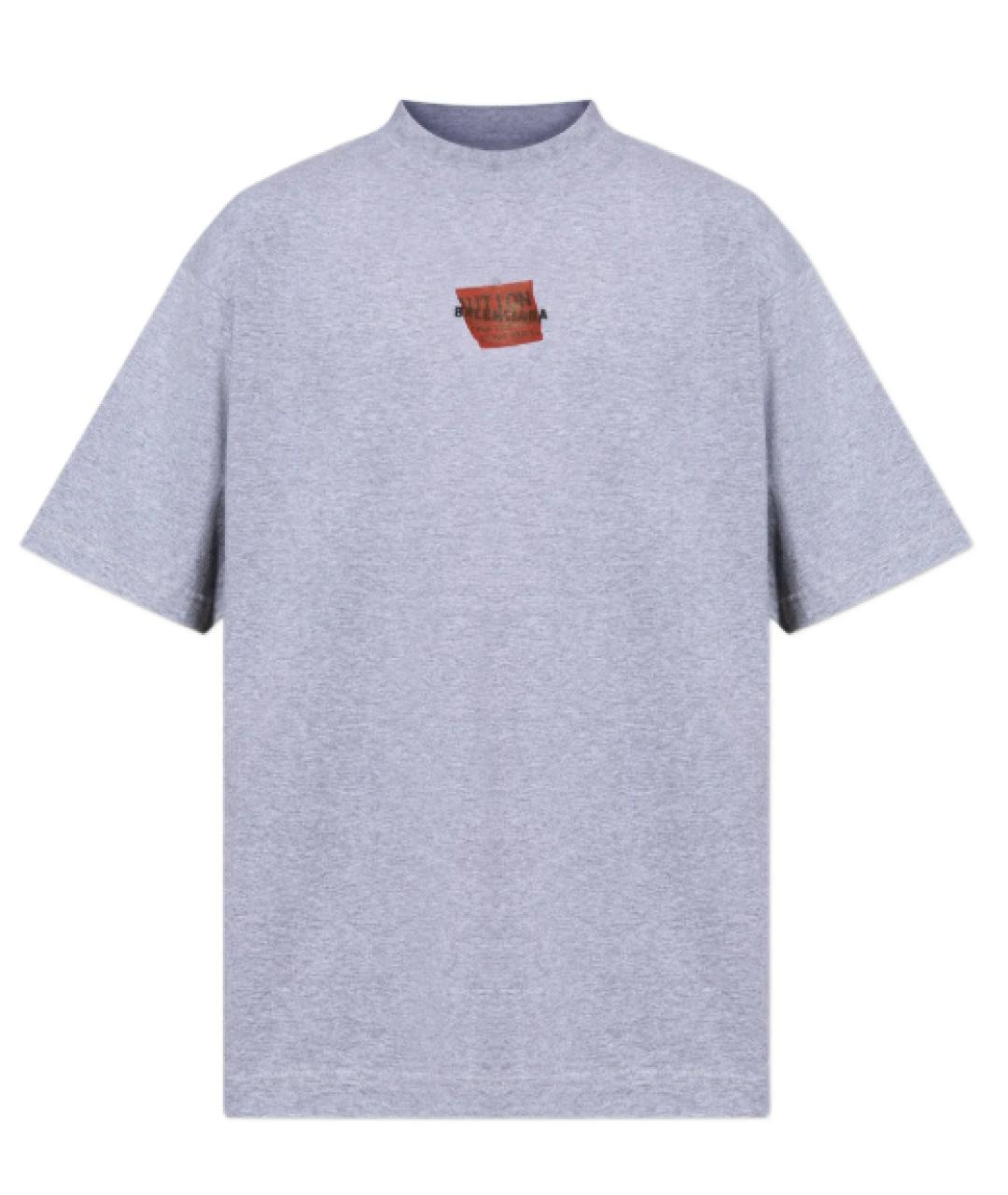 BALENCIAGA Серая хлопковая футболка, фото 1