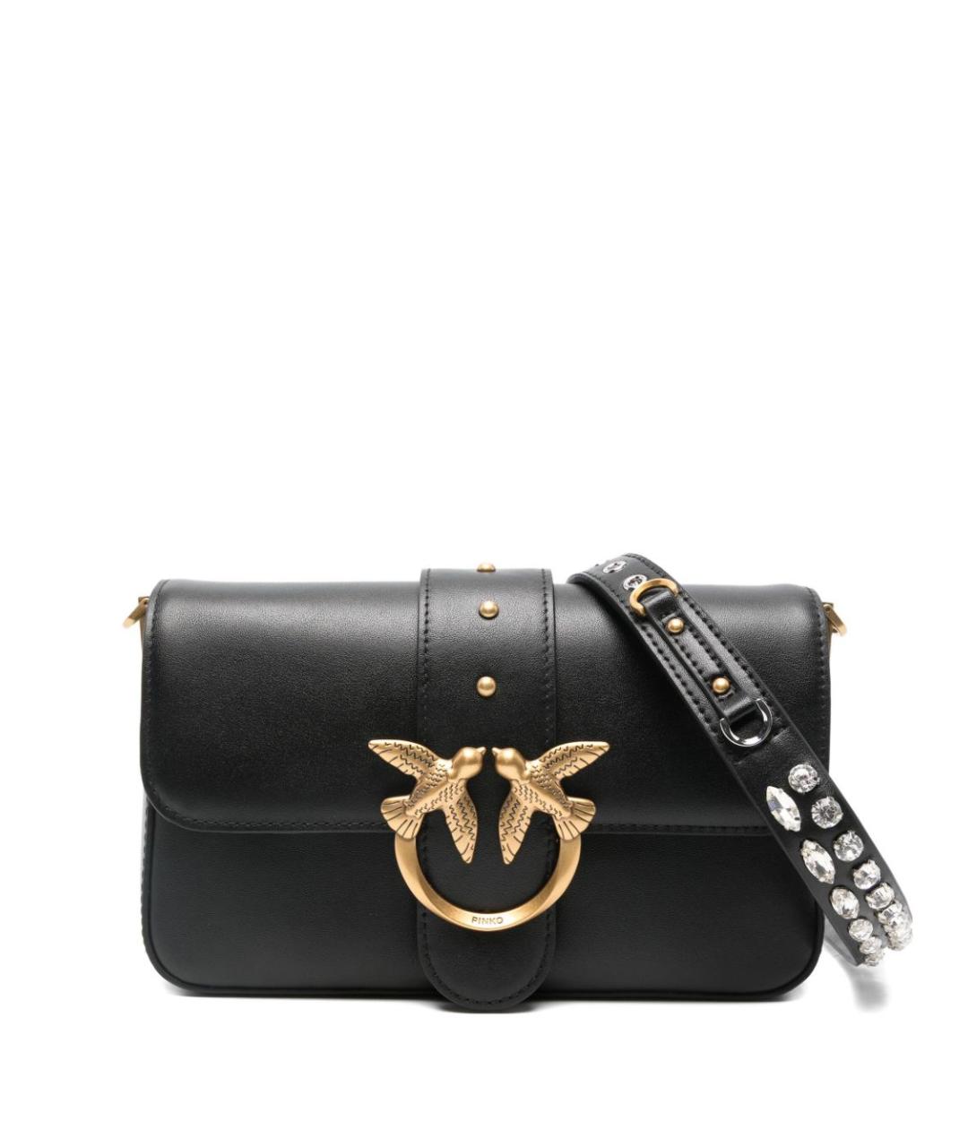 PINKO Черная кожаная сумка через плечо, фото 1