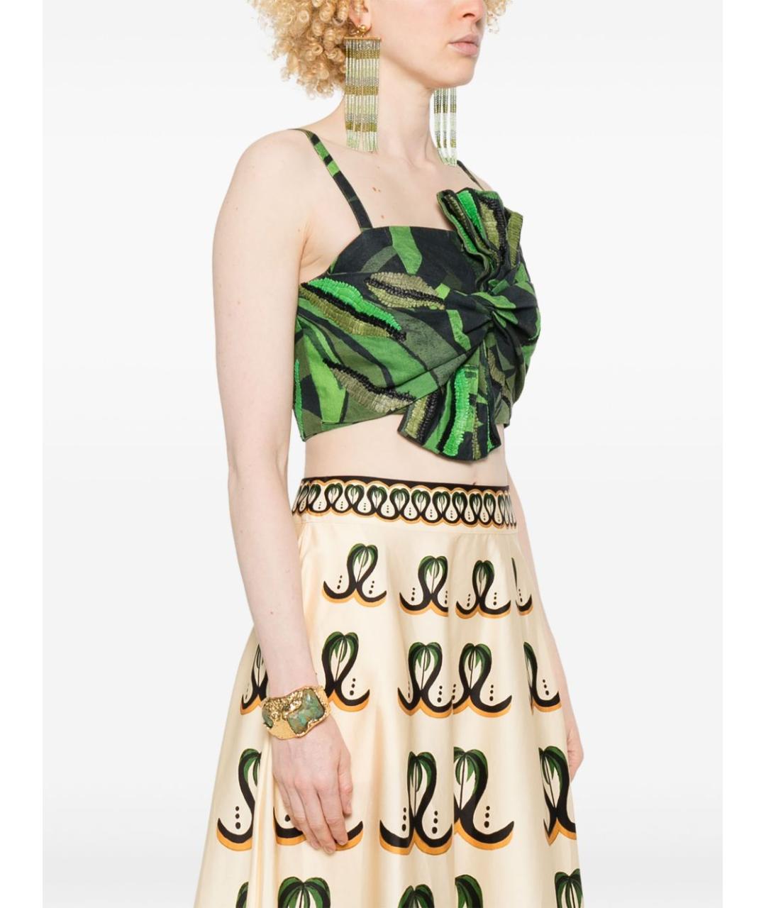 FARM RIO Зеленая льняная майка, фото 4