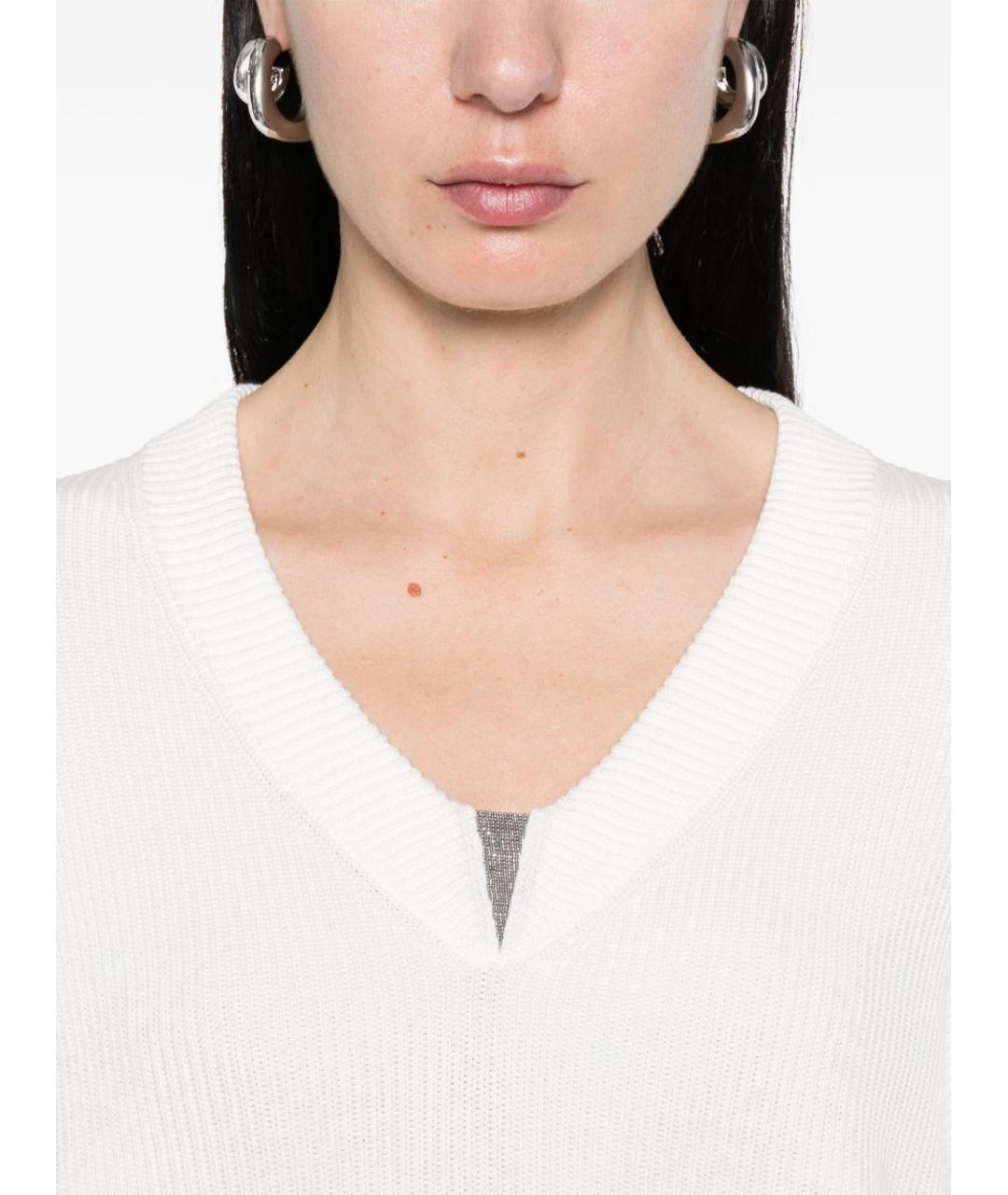 BRUNELLO CUCINELLI Белый хлопковый джемпер / свитер, фото 5