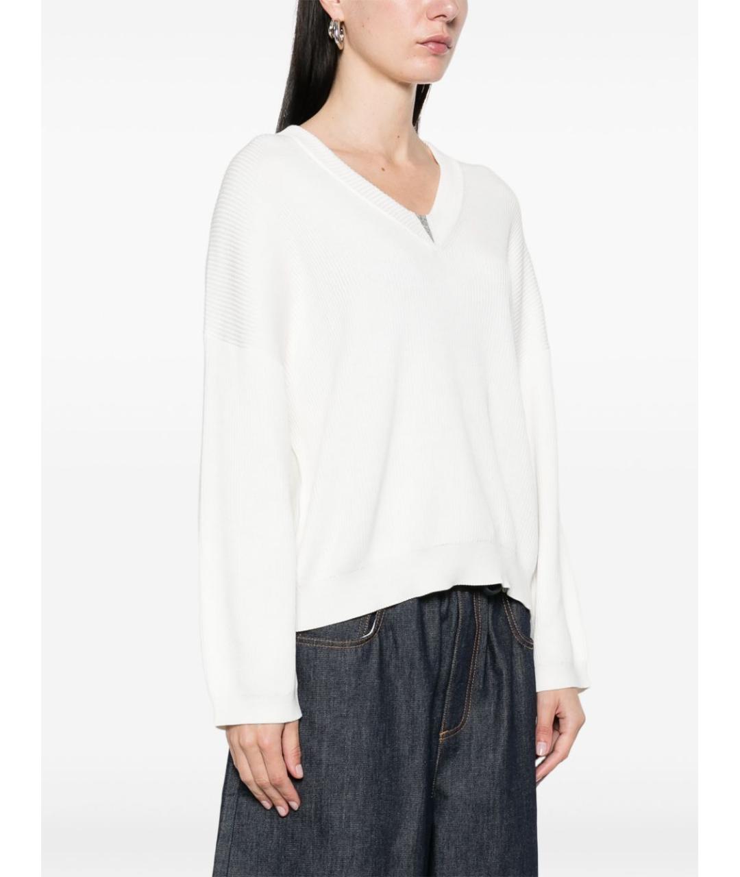 BRUNELLO CUCINELLI Белый хлопковый джемпер / свитер, фото 3