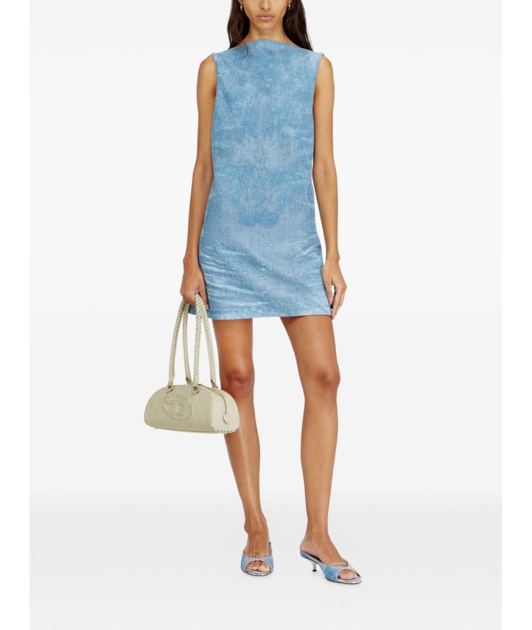 DIESEL Голубое хлопковое повседневное платье, фото 2