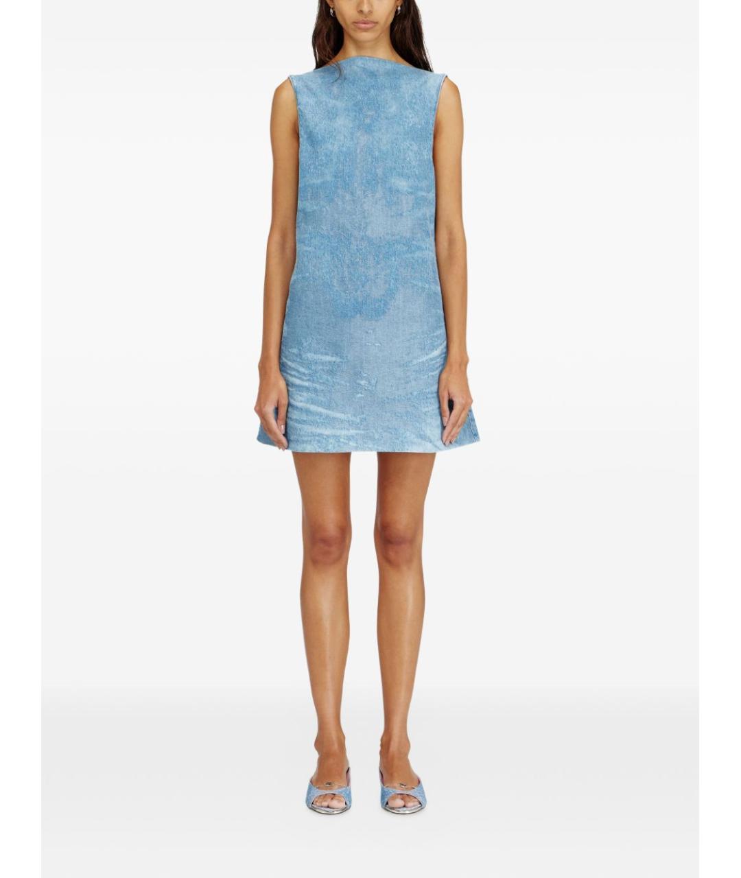 DIESEL Голубое хлопковое повседневное платье, фото 4