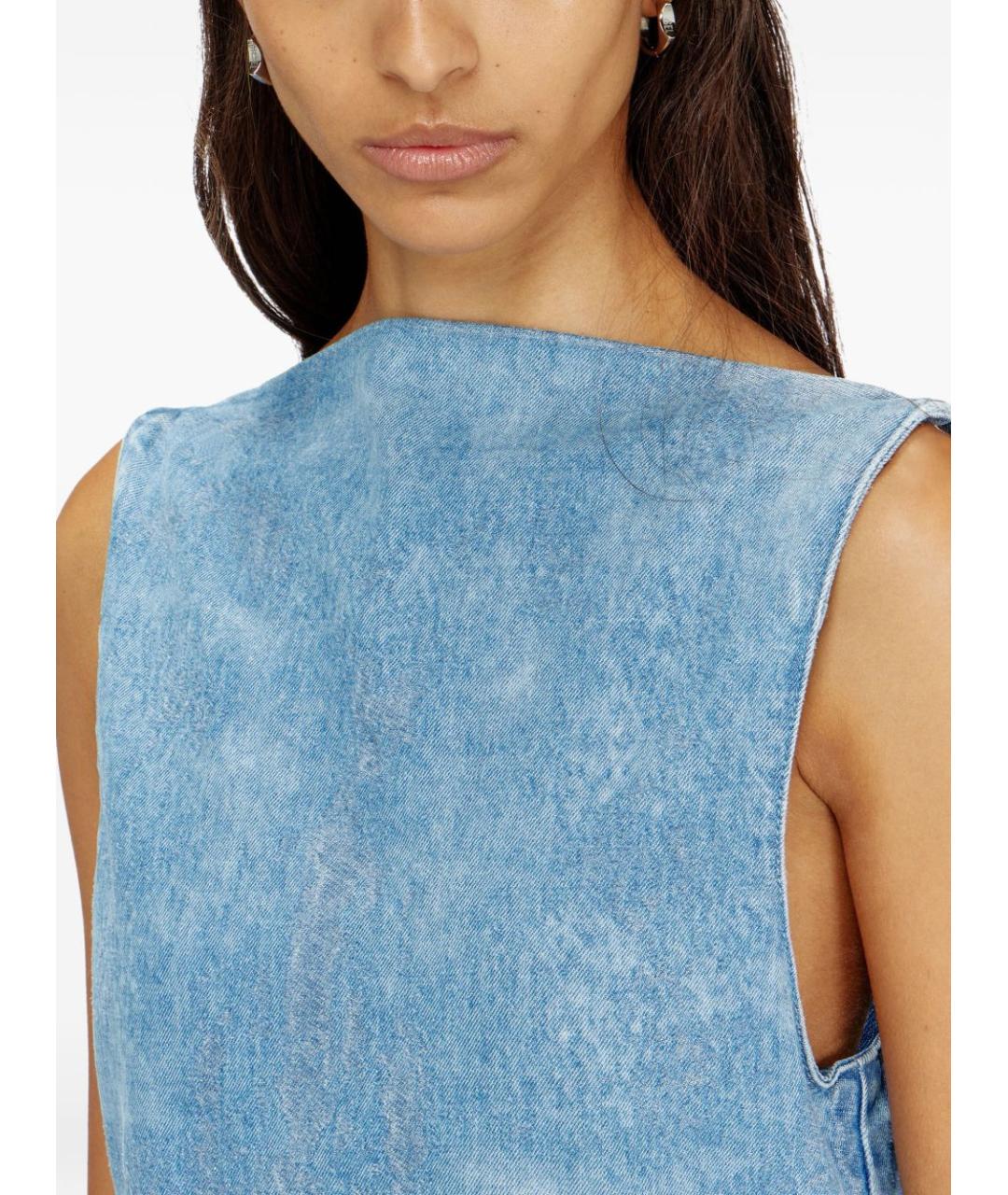 DIESEL Голубое хлопковое повседневное платье, фото 5