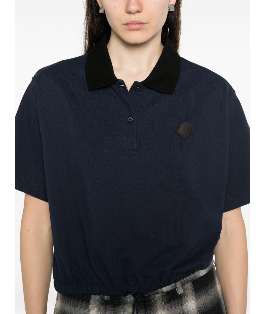 MONCLER Темно-синяя хлопковая футболка, фото 3