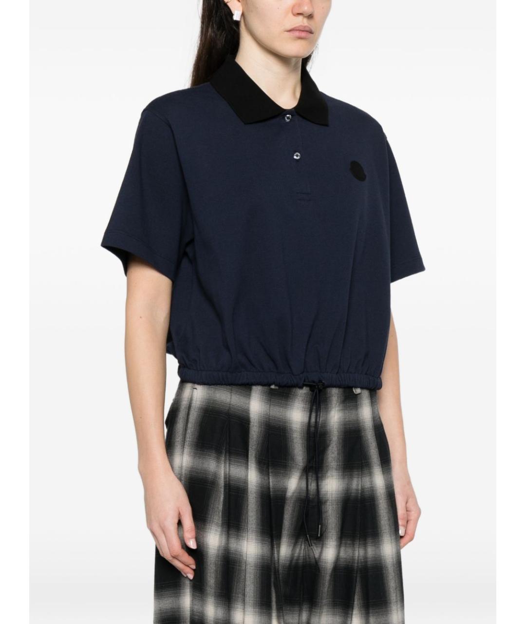 MONCLER Темно-синяя хлопковая футболка, фото 5