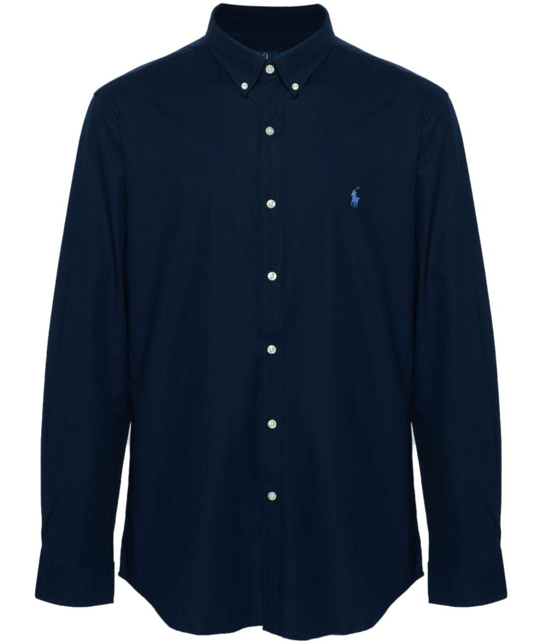 RALPH LAUREN Темно-синяя хлопковая классическая рубашка, фото 1