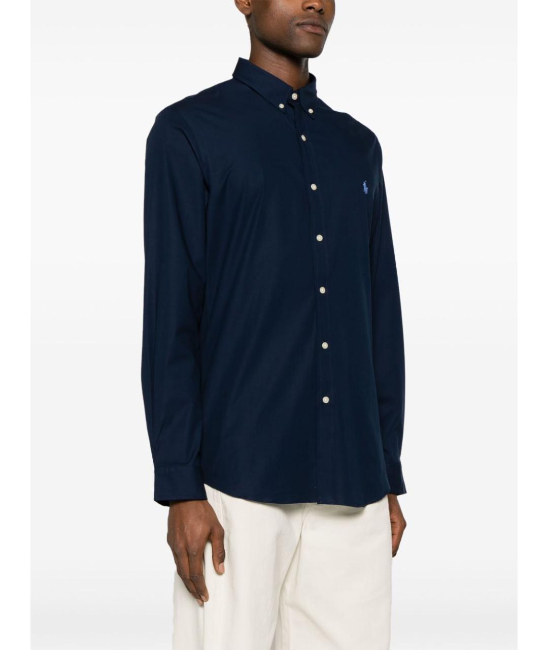 RALPH LAUREN Темно-синяя хлопковая классическая рубашка, фото 3