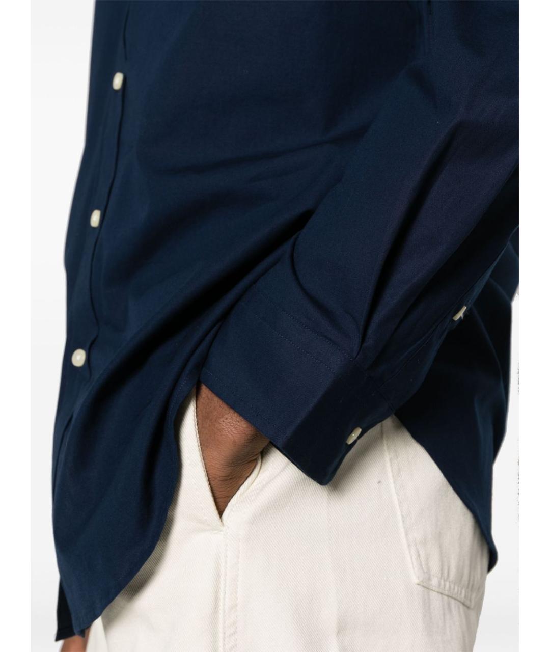 RALPH LAUREN Темно-синяя хлопковая классическая рубашка, фото 2