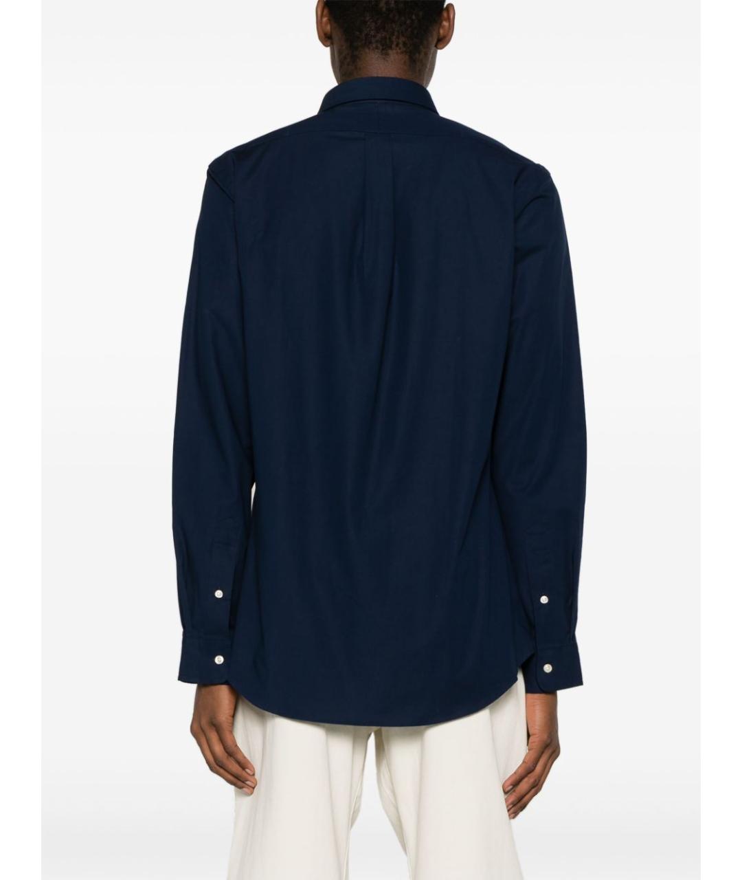 RALPH LAUREN Темно-синяя хлопковая классическая рубашка, фото 4