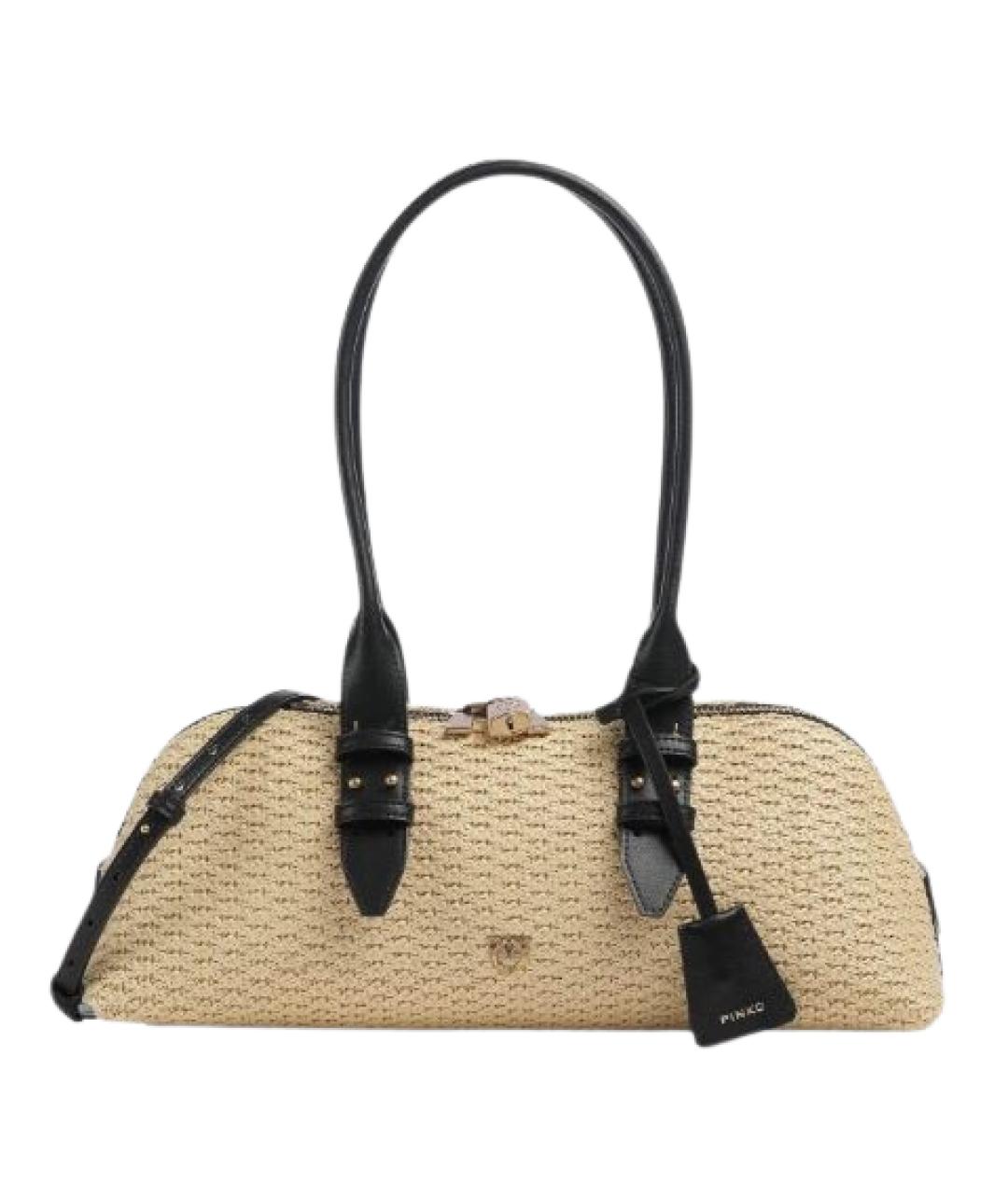 PINKO Бежевая пелетеная сумка через плечо, фото 1