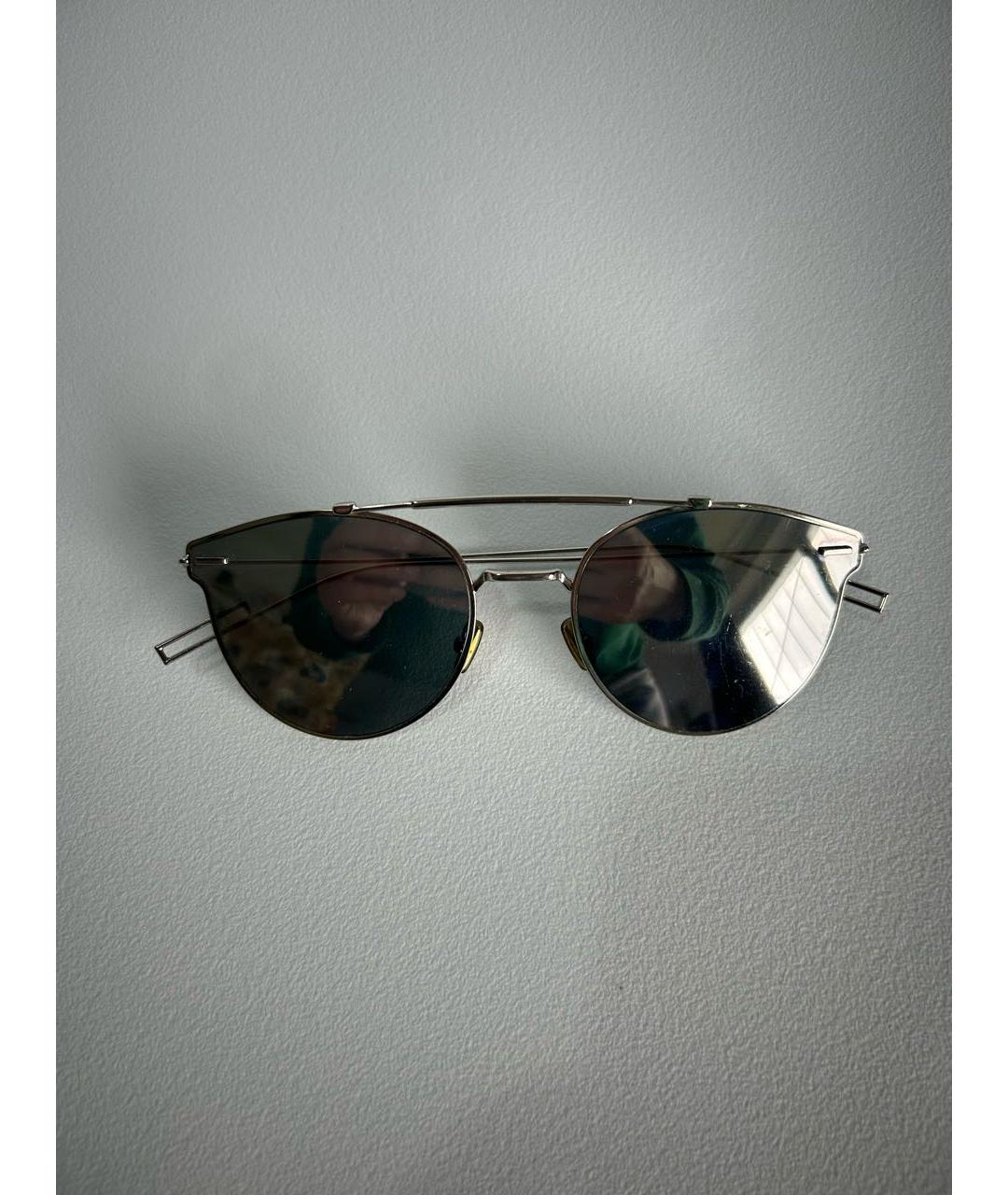 CHRISTIAN DIOR Серебряные металлические солнцезащитные очки, фото 9