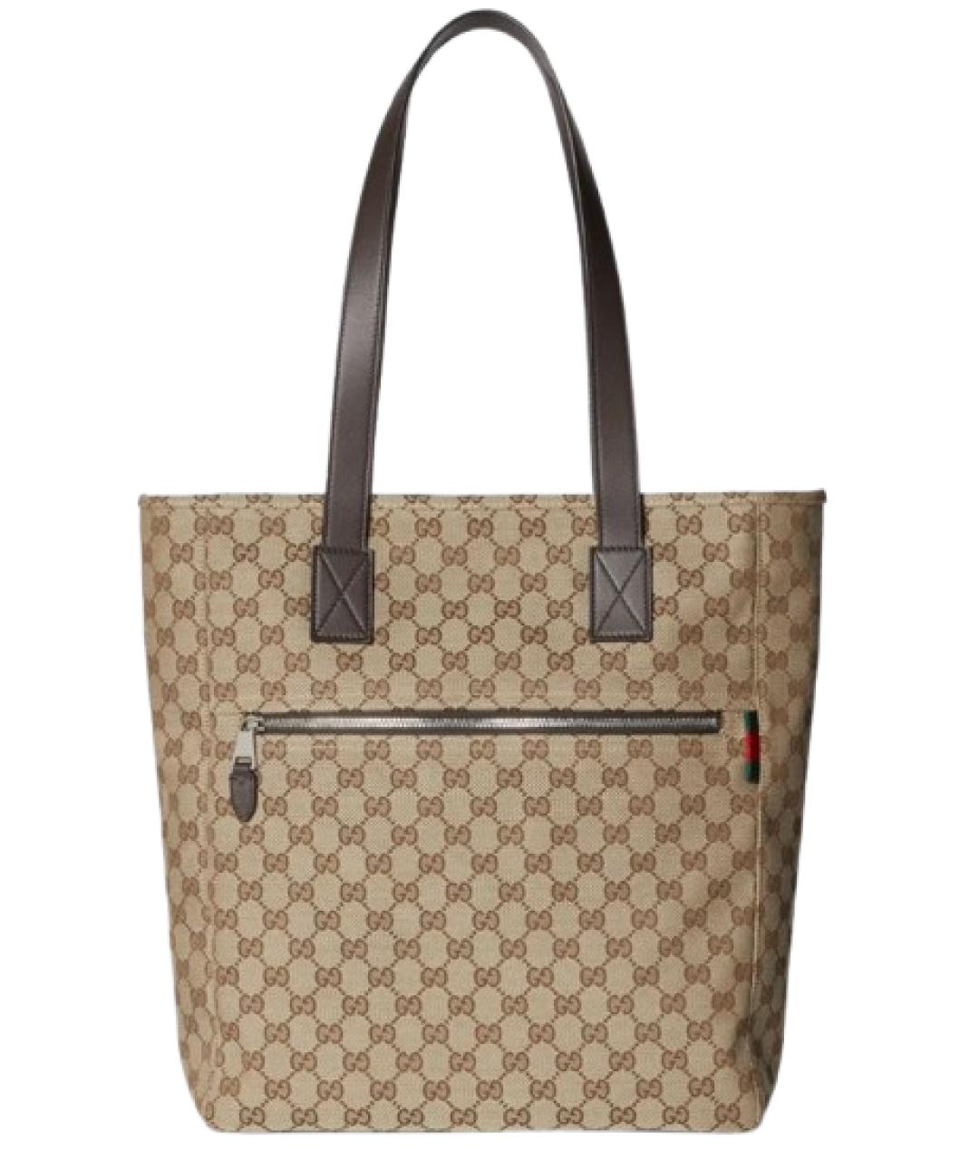 GUCCI Бежевая тканевая сумка тоут, фото 1