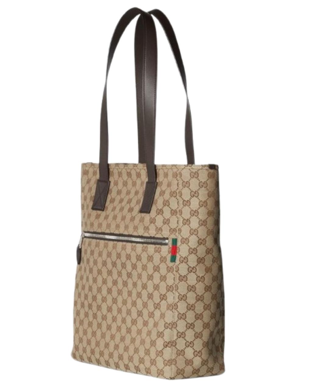 GUCCI Бежевая тканевая сумка тоут, фото 2