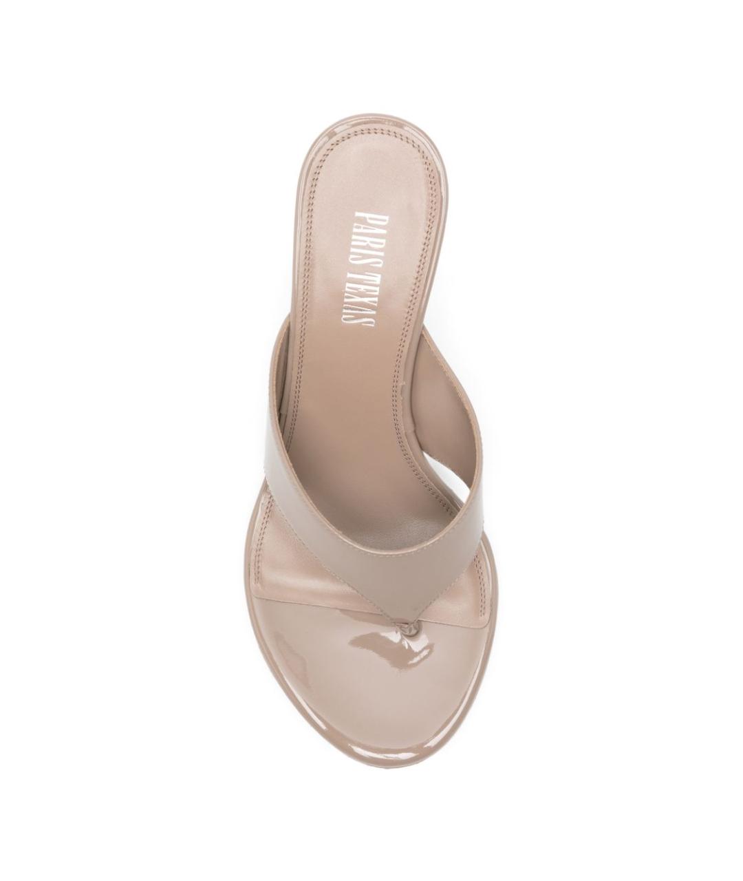 PARIS TEXAS Бежевые босоножки из лакированной кожи, фото 4