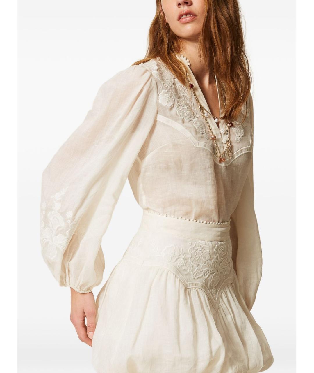 TWIN-SET Бежевая хлопковая рубашка, фото 3