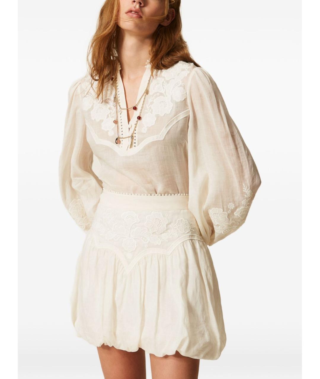 TWIN-SET Бежевая хлопковая рубашка, фото 2