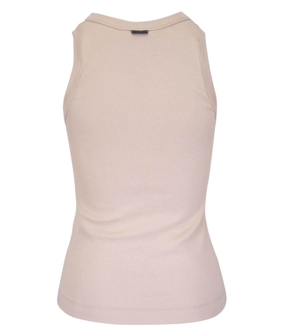 BRUNELLO CUCINELLI Бежевая хлопковая майка, фото 2