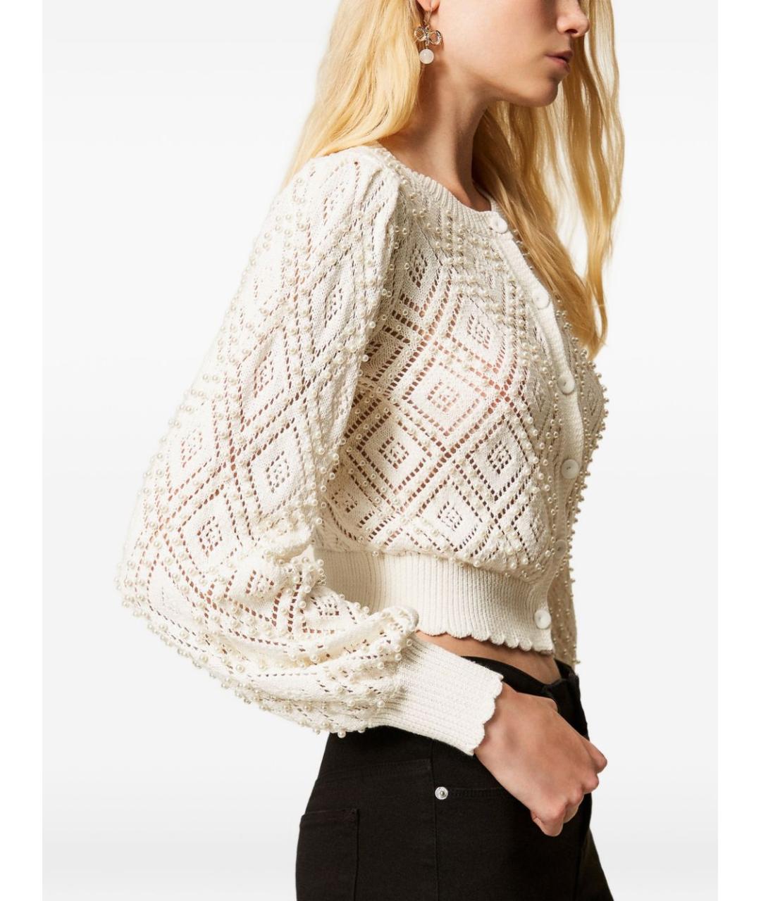 TWIN-SET Бежевый хлопковый кардиган, фото 5