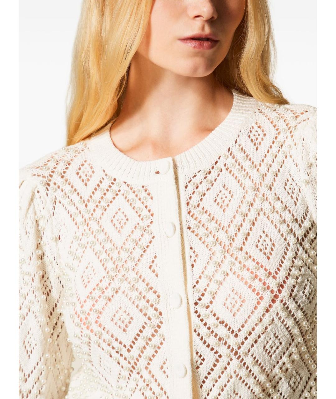 TWIN-SET Бежевый хлопковый кардиган, фото 2