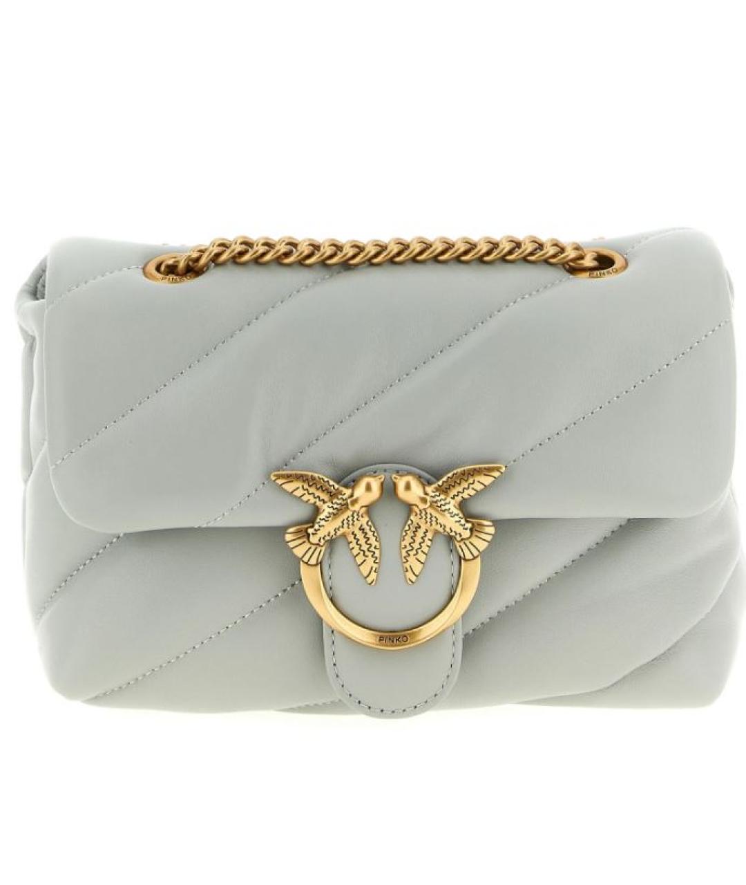 PINKO Серая кожаная сумка через плечо, фото 1