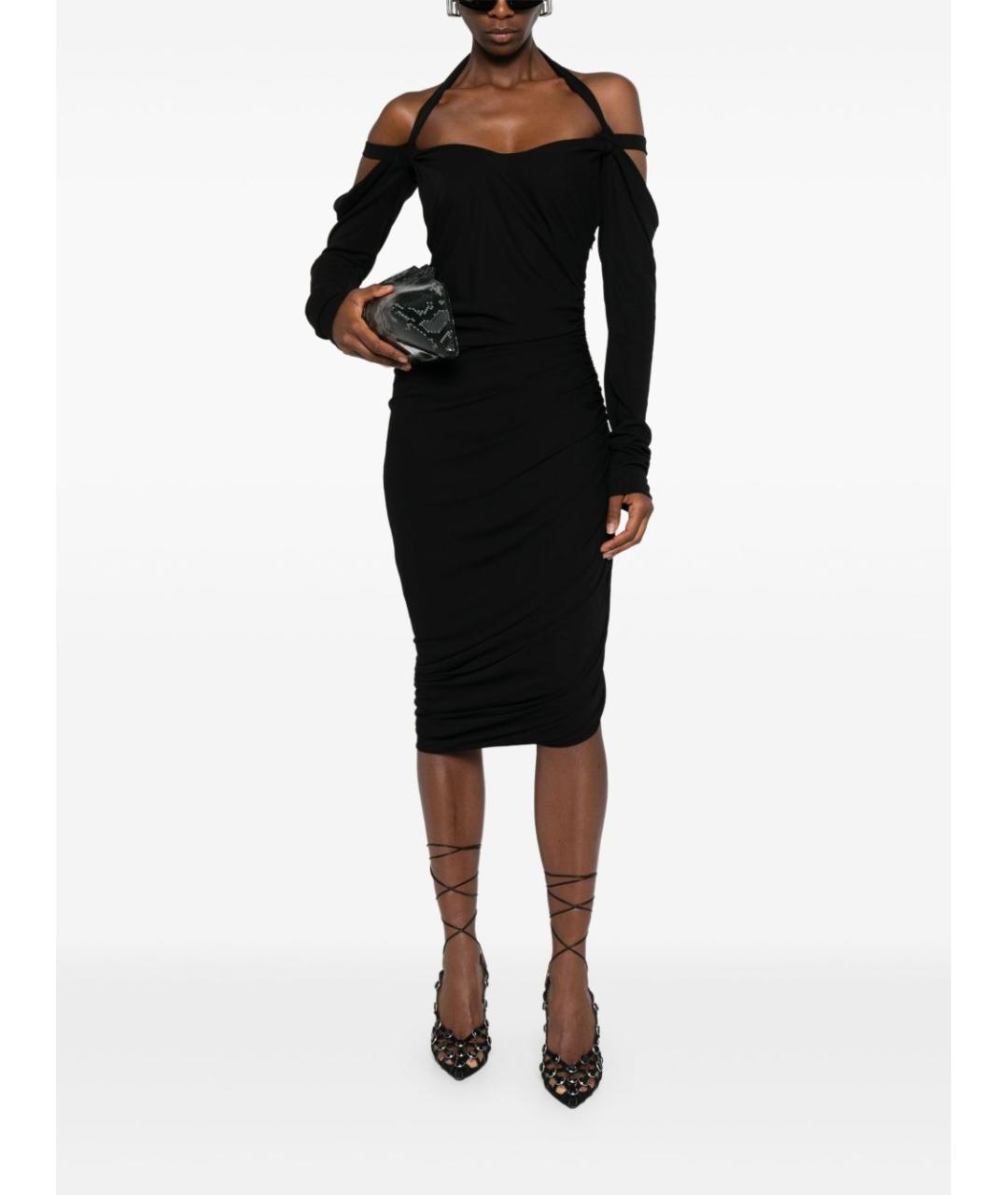 THE ATTICO Черное полиамидовое коктейльное платье, фото 2