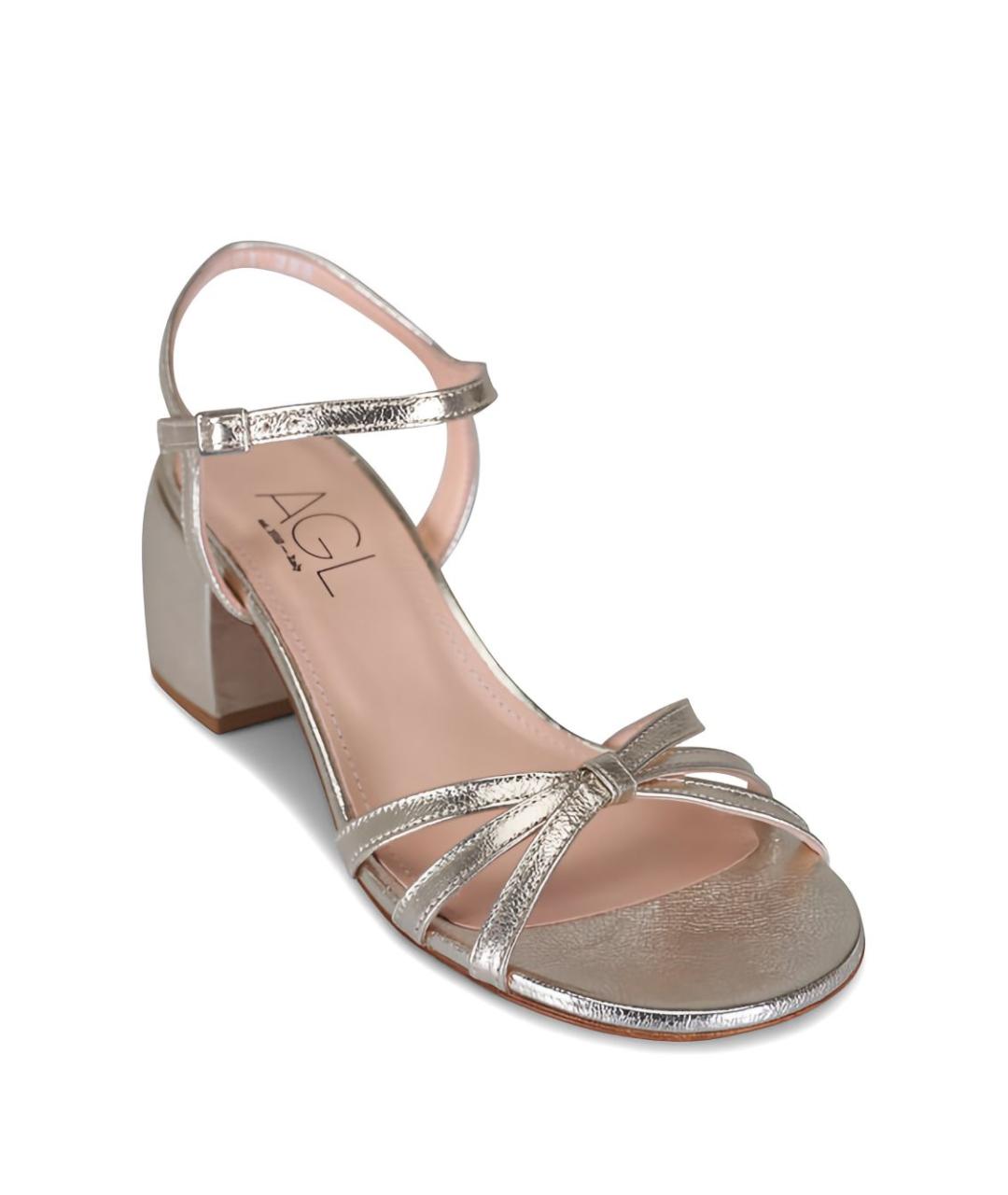 AGL Серебряные кожаные босоножки, фото 3