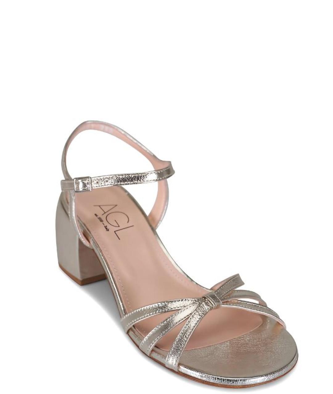 AGL Серебряные кожаные босоножки, фото 2