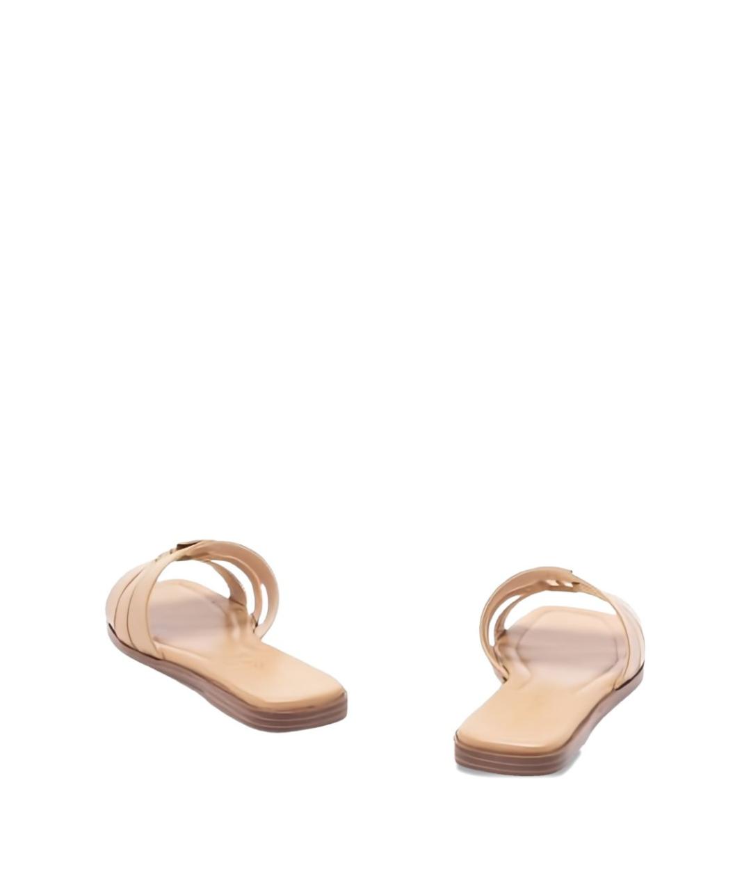 TWIN-SET Бежевые кожаные шлепанцы, фото 4