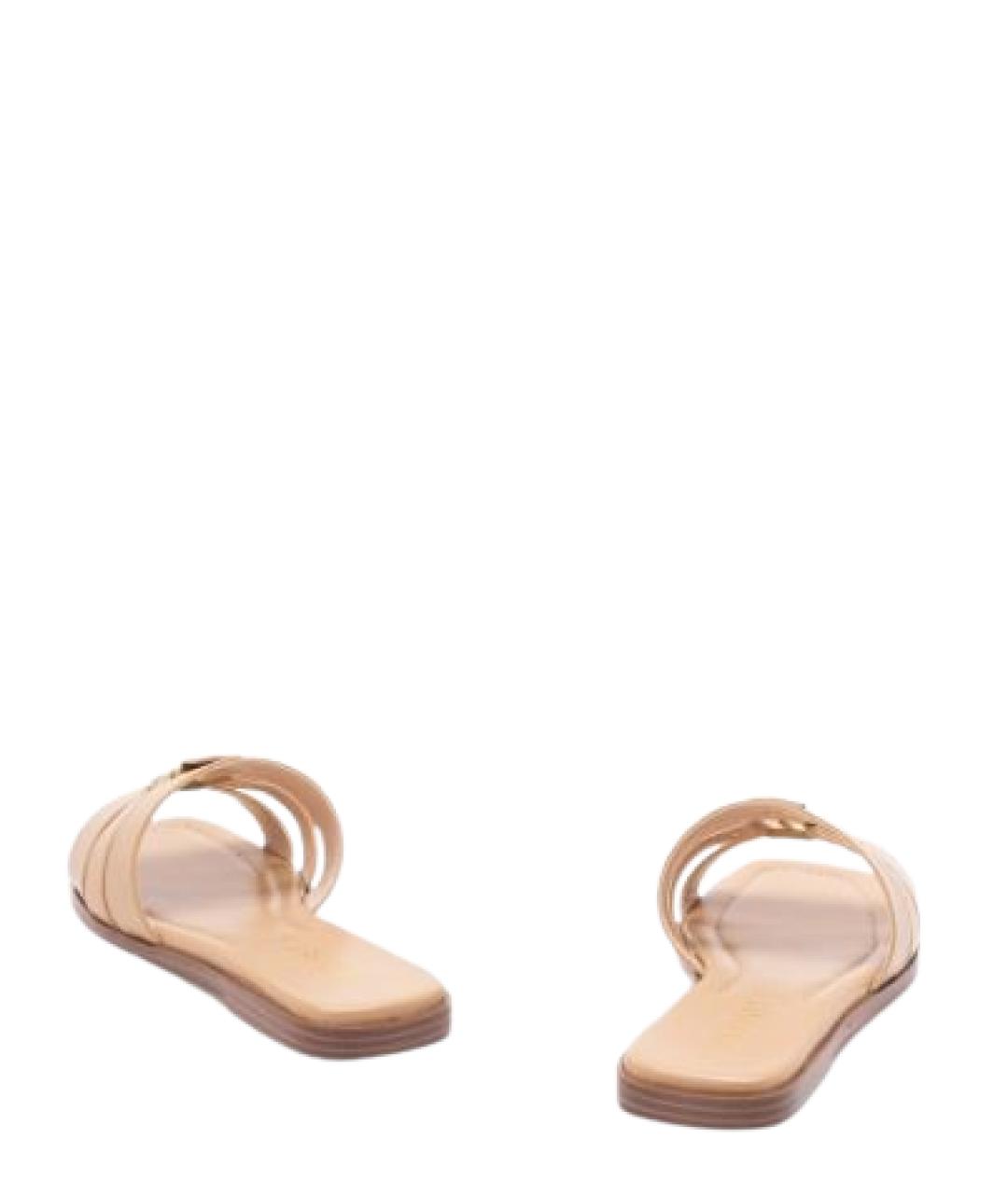 TWIN-SET Бежевые кожаные шлепанцы, фото 2