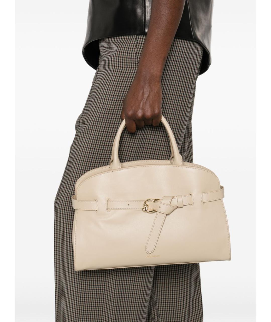 COCCINELLE Бежевая кожаная сумка тоут, фото 3